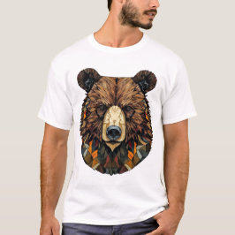 クマの顔のポリゴナルアート Tシャツ