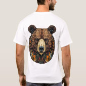 クマの顔のポリゴナルアート Tシャツ (裏面)