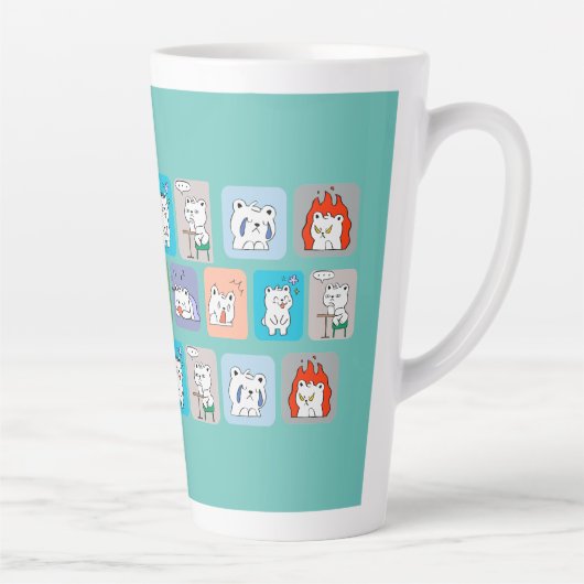 クマの顔パターン カフェラテマグ (右)