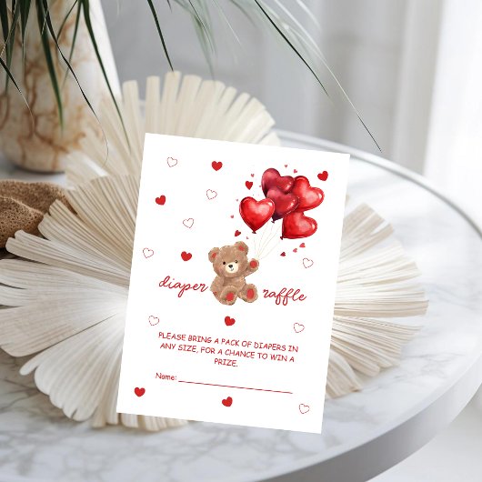 クマの風船おむつラッフルゲーム エンクロージャーカード