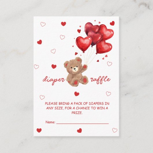 クマの風船おむつラッフルゲーム エンクロージャーカード (正面)