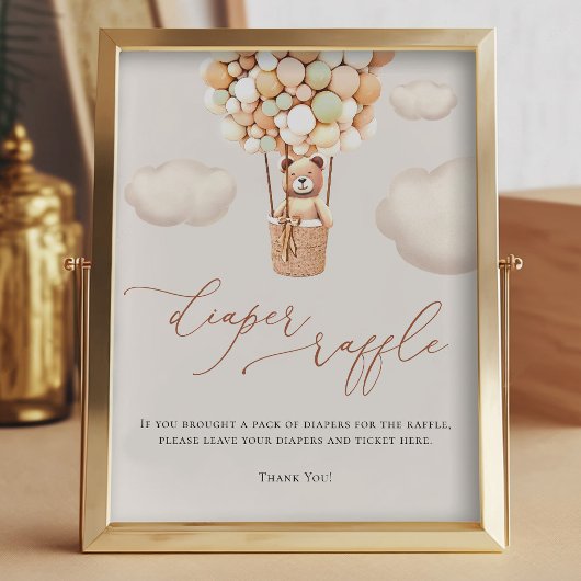 クマの風船おむつラッフルサイン フォトプリント