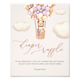 クマの風船おむつラッフルサイン フォトプリント           