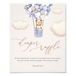 クマの風船おむつラッフルサイン フォトプリント