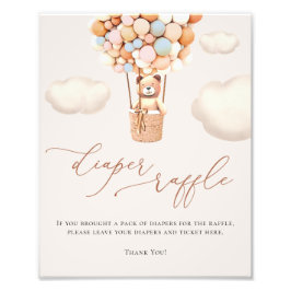 クマの風船おむつラッフルサイン フォトプリント