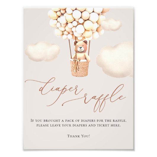 クマの風船おむつラッフルサイン フォトプリント (正面)