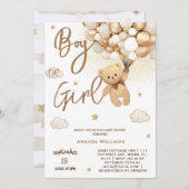 クマの風船がジェンダーの明けを待つ 招待状 (正面/裏面)