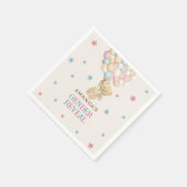 クマの風船と星ピンクブルー性別リビール スタンダードカクテルナプキン (角)