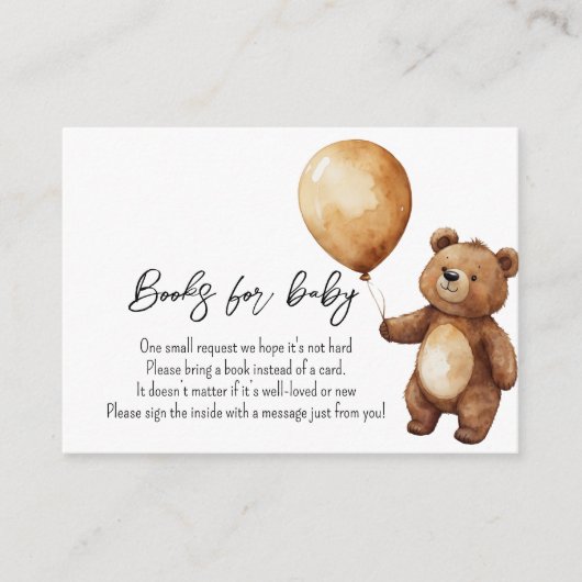 クマの風船の雲が赤ちゃんのシャワーを待つbearly エンクロージャーカード (正面)