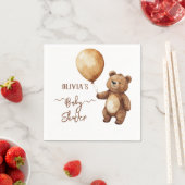 クマの風船の雲が赤ちゃんのシャワーを待つbearly スタンダードカクテルナプキン (インサイチュ)