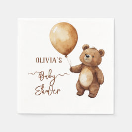 クマの風船の雲が赤ちゃんのシャワーを待つbearly スタンダードカクテルナプキン