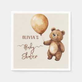 クマの風船の雲が赤ちゃんのシャワーを待つbearly スタンダードカクテルナプキン
