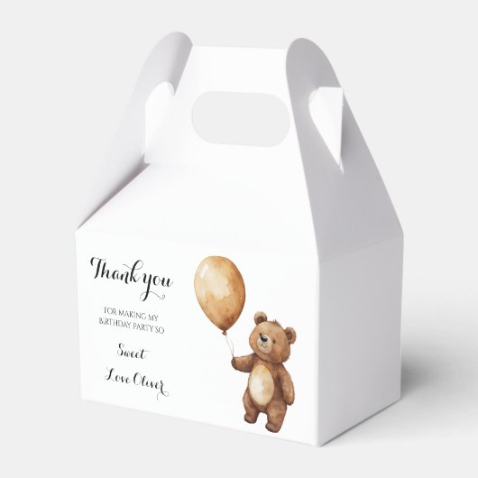 クマの風船の雲が赤ちゃんのシャワーを待つbearly フェイバーボックス (裏面サイド)