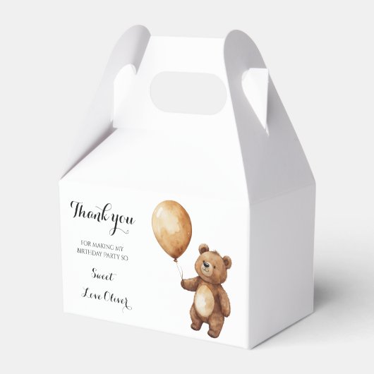 クマの風船の雲が赤ちゃんのシャワーを待つbearly フェイバーボックス (正面サイド)