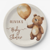 クマの風船の雲が赤ちゃんのシャワーを待つbearly ペーパープレート (正面)