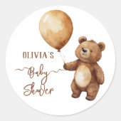 クマの風船の雲が赤ちゃんのシャワーを待つbearly ラウンドシール (正面)