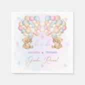 クマの風船ジェンダーがピンクとブルーを明らかにする スタンダードカクテルナプキン (正面)