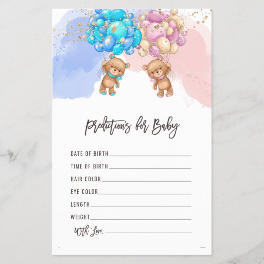 クマの風船ベビーの予測性別がゲームを公開 チラシ (正面)