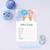 クマの風船ベビーの予測性別がゲームを公開 チラシ (シングル)