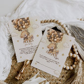 クマの風船ベージュ茶色のおむつラッフル エンクロージャーカード