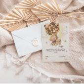 クマの風船ベージュ茶色のおむつラッフル エンクロージャーカード