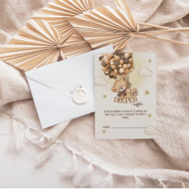 クマの風船ベージュ茶色のおむつラッフル エンクロージャーカード