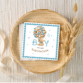 クマの風船モダンかわいい青い男の赤ちゃん スタンダードカクテルナプキン