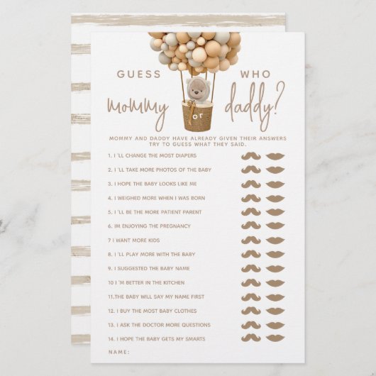 クマの風船モダン性別neutraシャワーゲーム (正面/裏面)