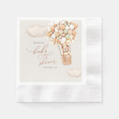 クマの風船 ベビーシャワー ペーパーナプキン 縁ありカクテルナプキン (正面)