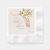 クマの風船 ベビーシャワー ペーパーナプキン 縁ありカクテルナプキン (正面)