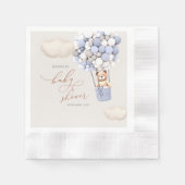 クマの風船 ベビーシャワー ペーパーナプキン 縁ありカクテルナプキン (正面)