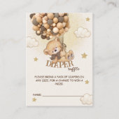 クマの風船 ベージュ ブラウン おむつ ラッフル エンクロージャーカード (正面)