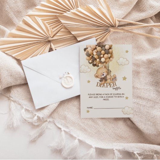 クマの風船 ベージュ ブラウン おむつ ラッフル エンクロージャーカード
