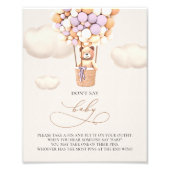 クマの風船 – 言わないベビー – サイン (正面)