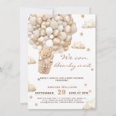 クマの風船bearly待機ニュートラルベビーシャワー 招待状 (正面)