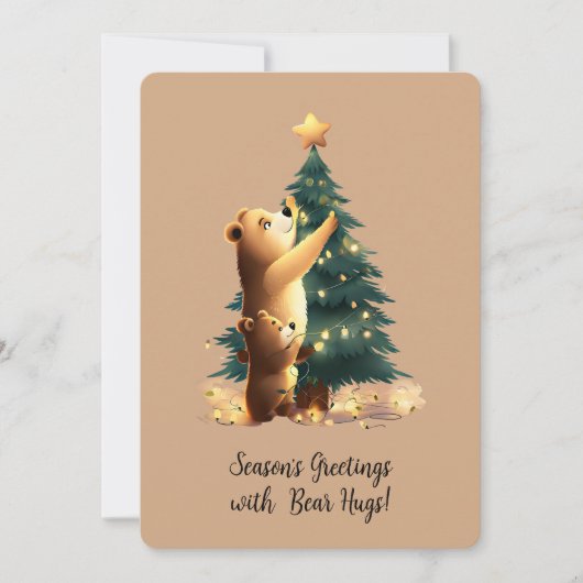 クマの飾り付きクリスマス飾の木 シーズンカード (正面)