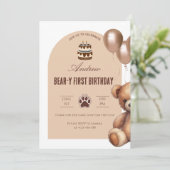 クマの1歳の誕生日 テディベア テーマ 男の子 招待状 (スタンド正面)