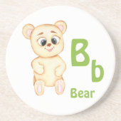 クマのABCパーソナライズ:手紙B - 名前を追加 コースター (正面)