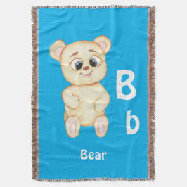 クマのABCパーソナライズ:文字B - お名前を追加 スローブランケット