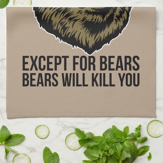 クマはあなたを殺す – おもしろいノベルティ キッチンタオル (折り畳み)