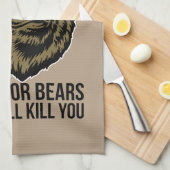 クマはあなたを殺す – おもしろいノベルティ キッチンタオル (四つ折り)