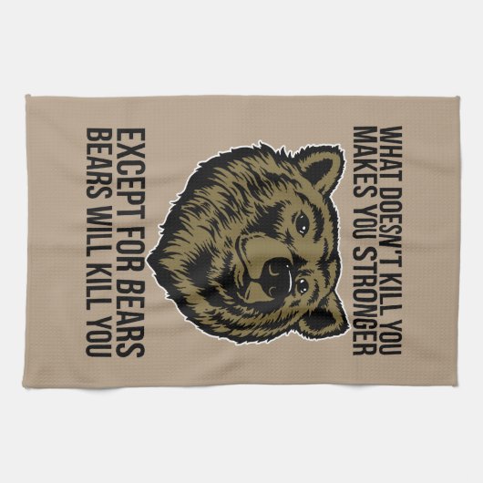 クマはあなたを殺す – おもしろいノベルティ キッチンタオル (横)