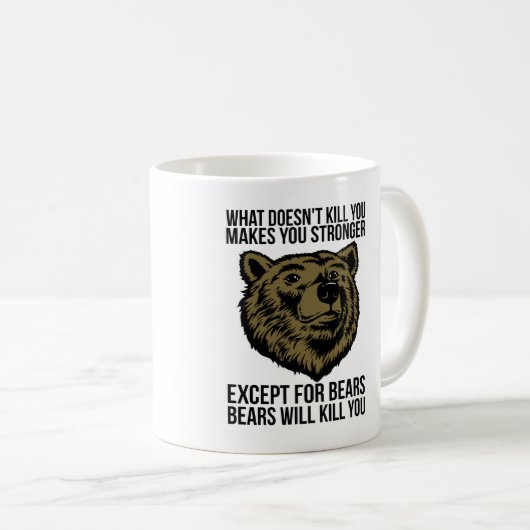 クマはあなたを殺す – おもしろいノベルティ コーヒーマグカップ (正面右)