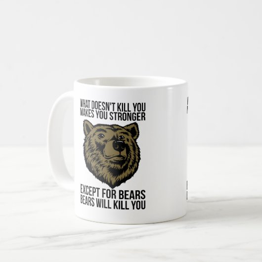 クマはあなたを殺す – おもしろいノベルティ コーヒーマグカップ (正面左)