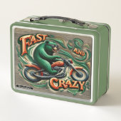 クマはっきりしたはバイクに乗しゃれているる メタルランチボックス (裏面)