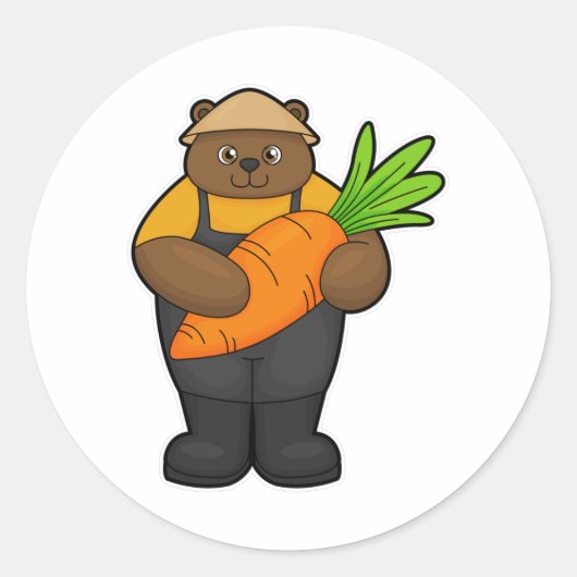 クマはニンジンと農家 ラウンドシール (正面)