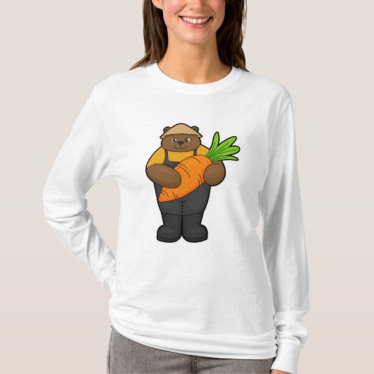 クマはニンジンと農家 Tシャツ (正面)
