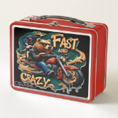 クマはワイルドな心でオートバイに乗る メタルランチボックス (正面)