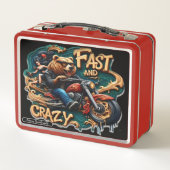 クマはワイルドな心でオートバイに乗る メタルランチボックス (裏面)