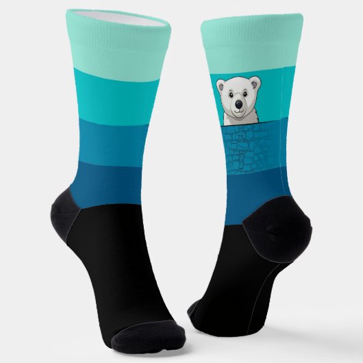 クマは壁、緑から青の海を見下ろす ソックス (傾斜あり)